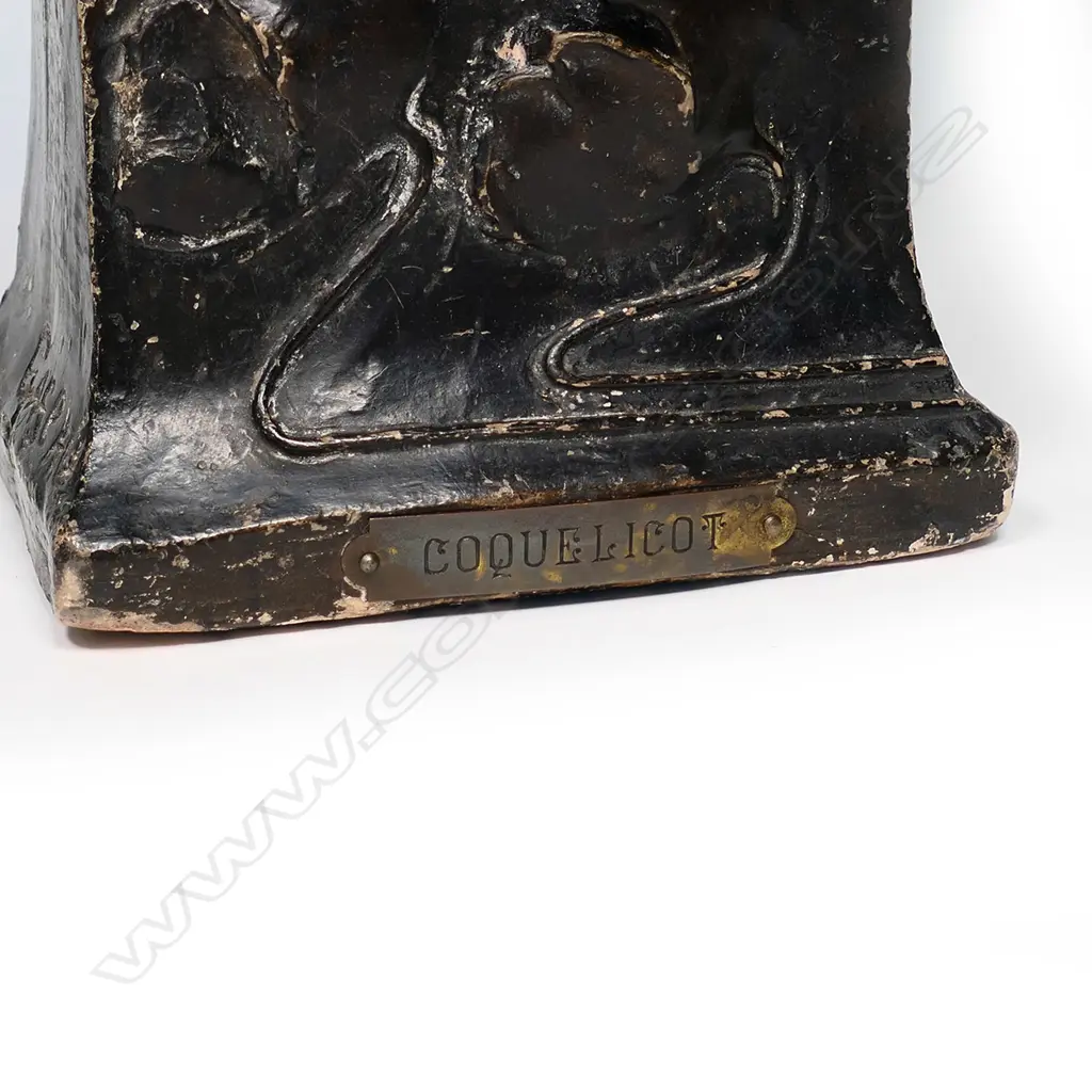 A French Art Nouveau pottery bust of a young woman, titled ‘Coquelicot', signed 'Gaseau', Image 1++