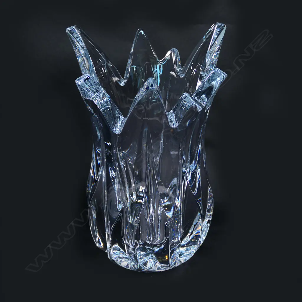 Rogaska crystal Crown of Thorns vase, flared spiky top. Etched mark to base. H.250mm Image 1++
