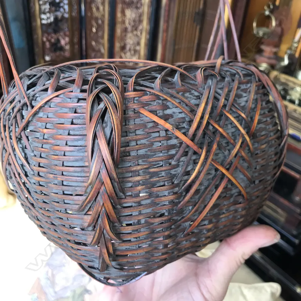A quality vintage Japanese woven flower basket Image 1++