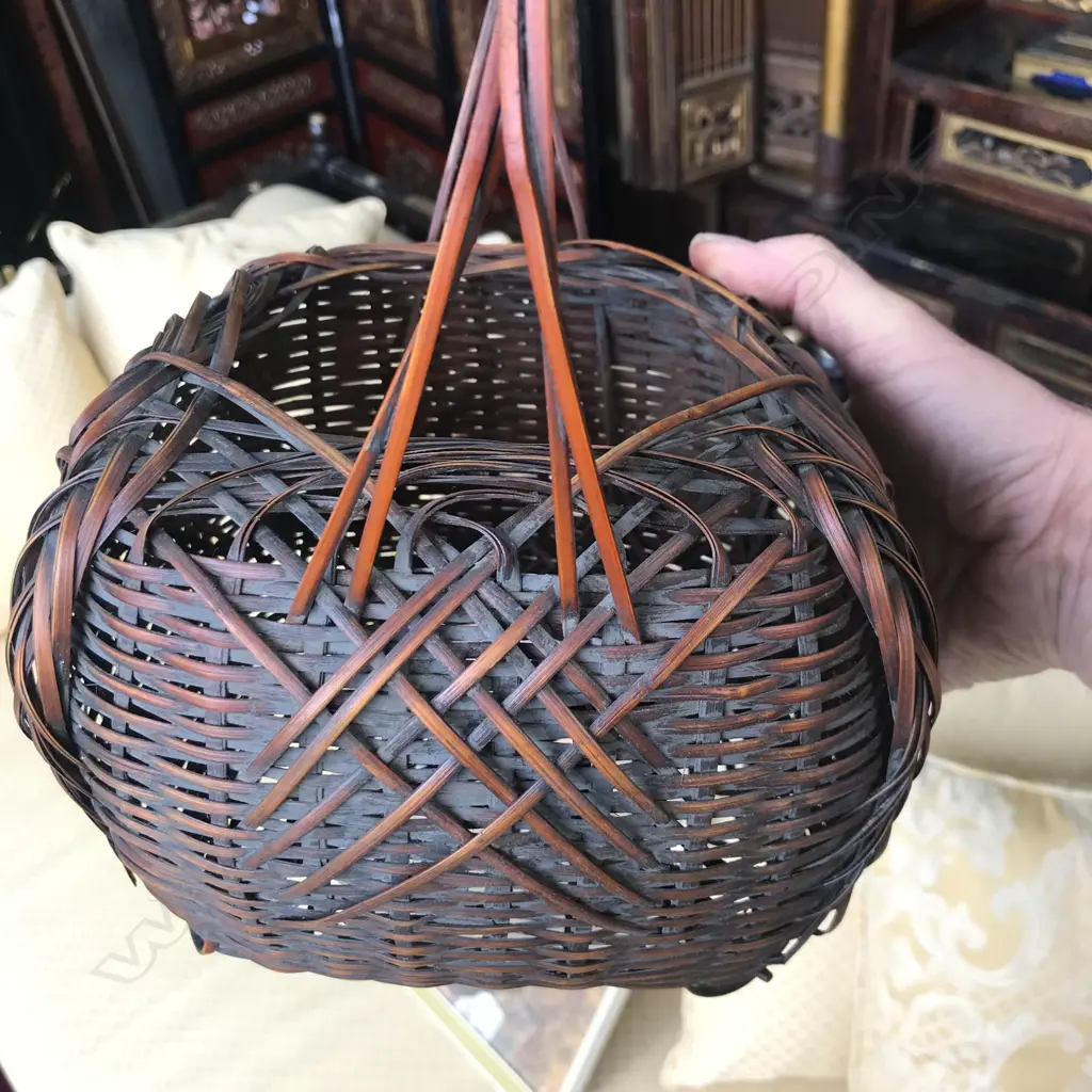 A quality vintage Japanese woven flower basket Image 1++