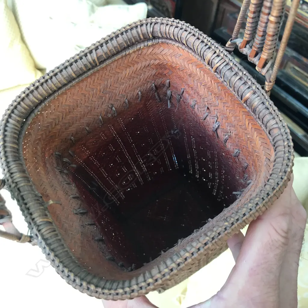 A quality vintage Japanese woven tall flower basket Image 1++