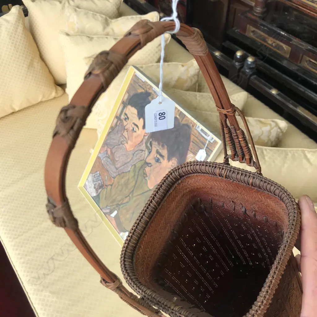 A quality vintage Japanese woven tall flower basket Image 1++