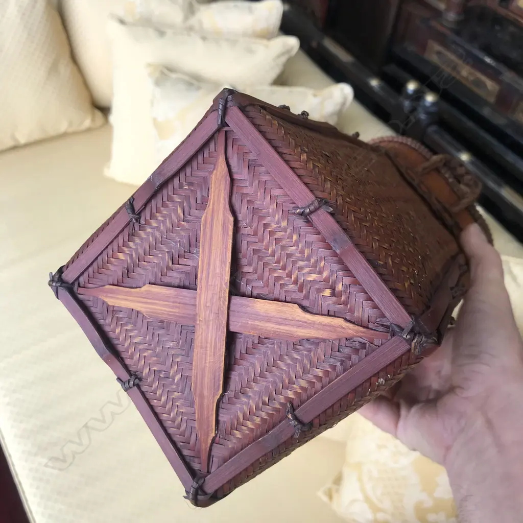 A quality vintage Japanese woven tall flower basket Image 1++