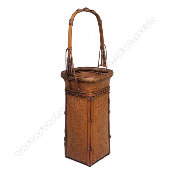 A quality vintage Japanese woven tall flower basket