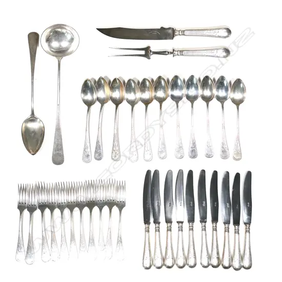 A set of early 20thC Portuguese silver cutlery, by Muva Moreira e Filio, Oporto 1886 - 1938. 2330gm incl. steel blades,