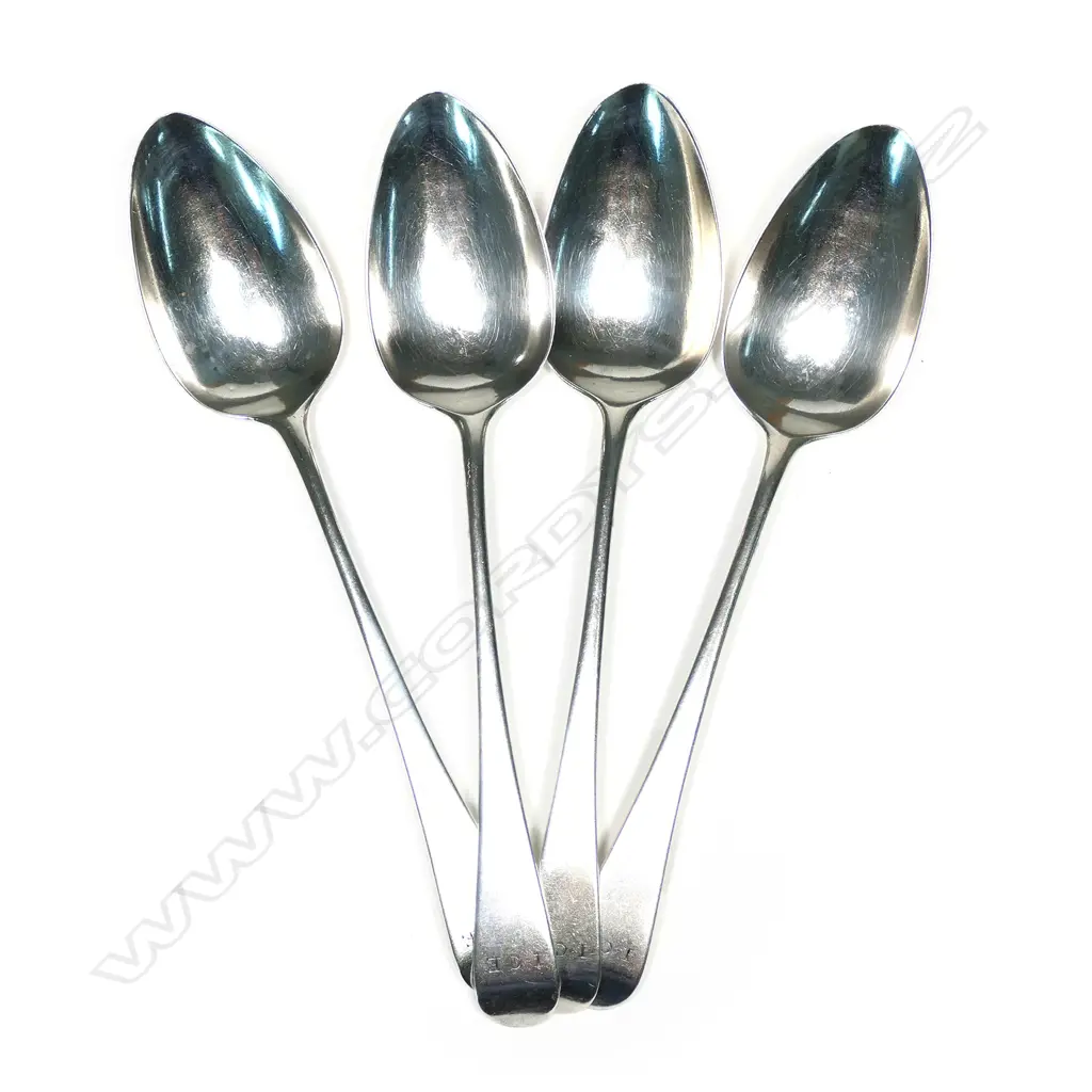A set of four George III silver Old English pattern tablespoons, London 1800 by Wm. Eley and Wm. Fearn, Image 1++