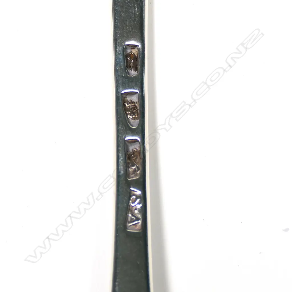 A Geo III silver pie spoon, Old English pattern, monogrammed W F * C, London 1776 by Stephen Adams. 94gm. Image 1++