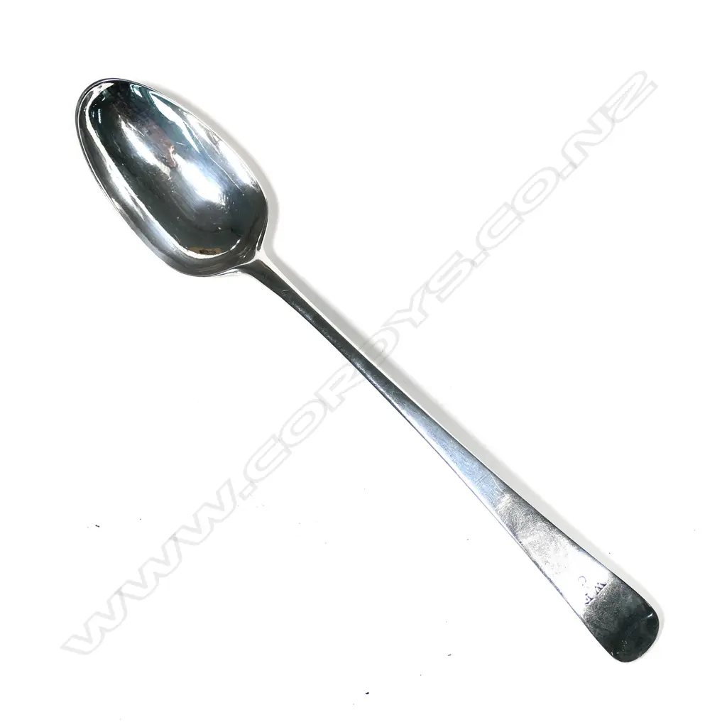 A Geo III silver pie spoon, Old English pattern, monogrammed W F * C, London 1776 by Stephen Adams. 94gm. Image 1++