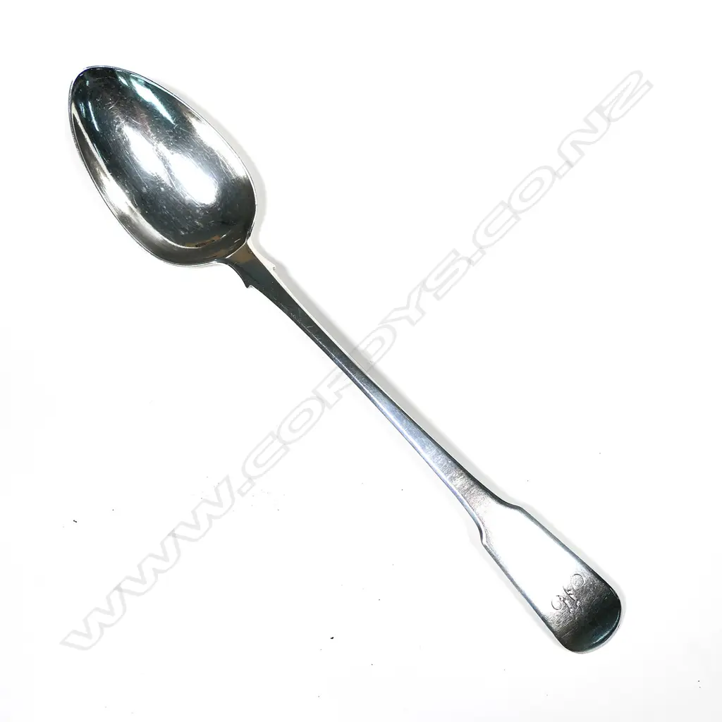 A Geo III silver pie spoon, fiddle pattern, monogrammed M, London 1817 by Wm. Bateman. 128gm Image 1++