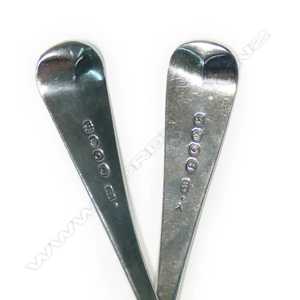 A pair of Geo III silver sauce ladles, Old English pattern, monogrammed, London 1809 by Solomon Hougham. 100gm Image 1++