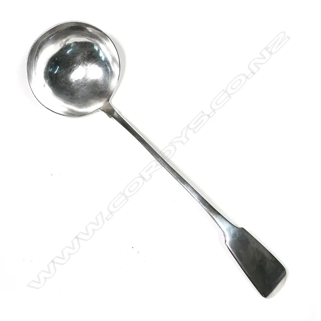 A Geo III silver soup ladle, fiddle pattern, London 1818 by Solomon Royes and John East Dix. 175gm Image 1++