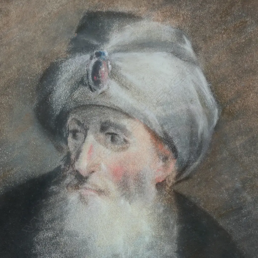 After Rembrandt, Pair of bust length portraits of men in Oriental costume, pastel. 320 x 250mm Image 1++