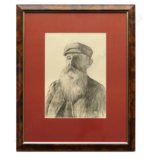 Harry Linley Richardson (UK/NZ 1878-1947), untitled portrait of a bearded gent, pencil on paper, unsigned, 310 x 200mm. Provenance: The McGregor Wright Gallery Collection.