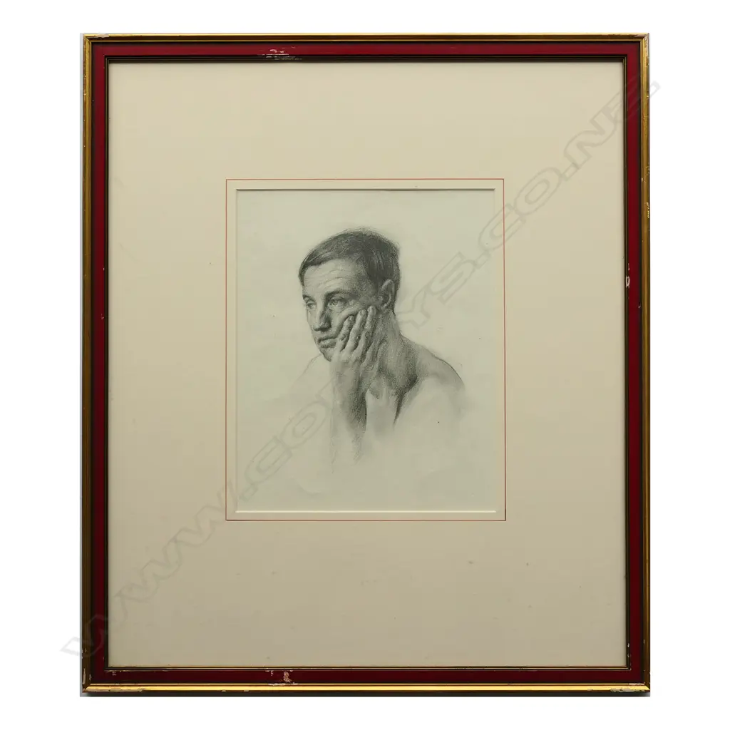 Harry Linley Richardson (UK/NZ 1878-1947), untitled portrait of a man, pencil on paper, unsigned, 245 x 200mm. Provenance: The McGregor Wright Gallery Collection. Image 1++