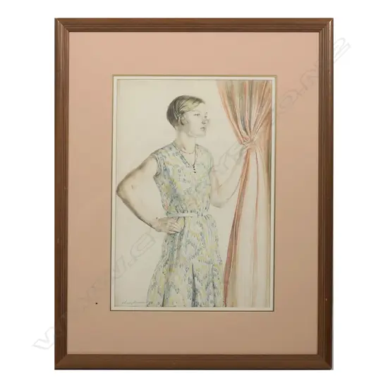 Harry Linley Richardson (1878-1947), Joan Richardson, the artists daughter, oil stick on paper, signed, 500 x 335mm. Provenance: Ex: The collection of the artists dealer gallery.