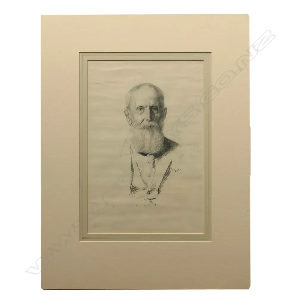 Harry Linley Richardson (1878-1947), portrait of a bearded gent, pencil on paper, unsigned, 330 x 220mm. Provenance: Ex. the artist’s Wellington art dealer. Image 1++