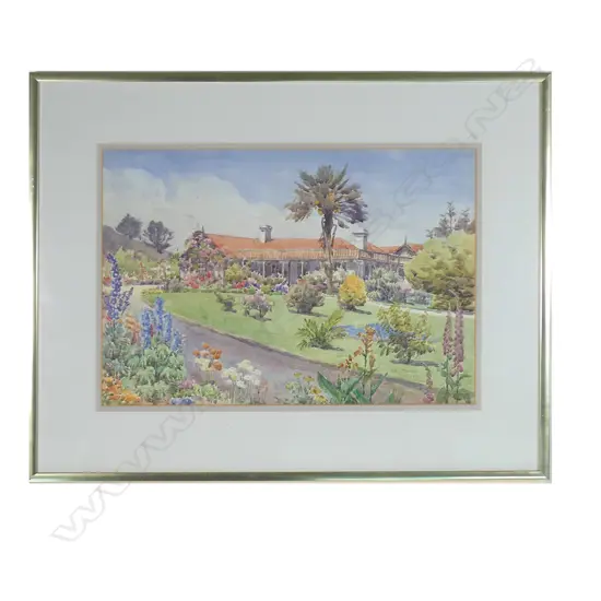 Ella Spicer (1876-1956), 'Emerald Hill', watercolour on paper, signed, labelled and entitled verso, 270 x 390mm. Note: Emerald Hill probably refers to the historic homestead in One Tree Hill previously owned by Max Cryer.