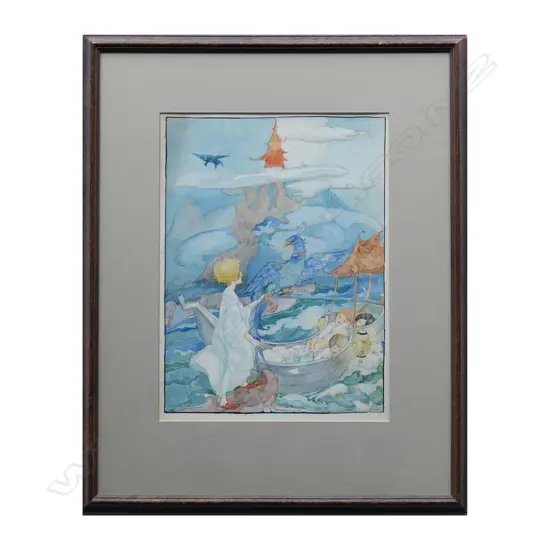 Anne M.A. Anderson (1874-1952), children's book illustration, untitled phoenix and children, watercolour on paper, signed, 340 x 250mm. Note: Anne Anderson was a prolific Scottish illustrator, primarily known for her Art Nouveau children's book illustrations, although she also painted, etched and designed greeting cards.