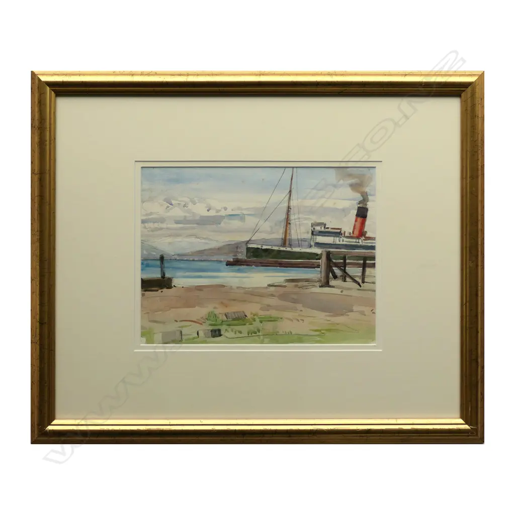 Nugent Welch (1881-1970), Untitled, Wellington Harbour Scene, watercolour, verso initialled and dated1935 along with colour notes. 210 x 285mm Image 1++