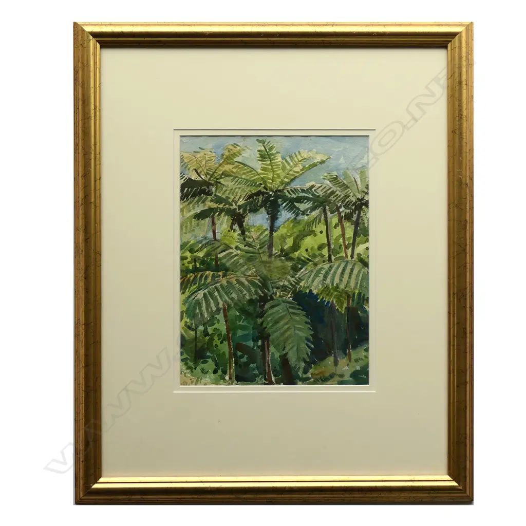 Nugent Welch (1881-1970), Untitled, Tree Ferns, watercolour, verso colour notes. 285 x 210mm Image 1++