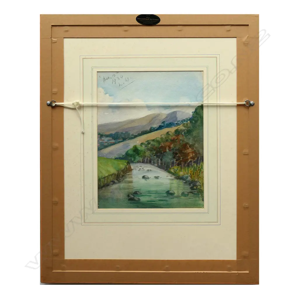 Nugent Welch (1881-1970), Untitled. Wellington area landscape and River Landscape, double sided watercolour, initialled and dated Dec 12, 1934, to river scene. 215 x 280mm. Image 1++