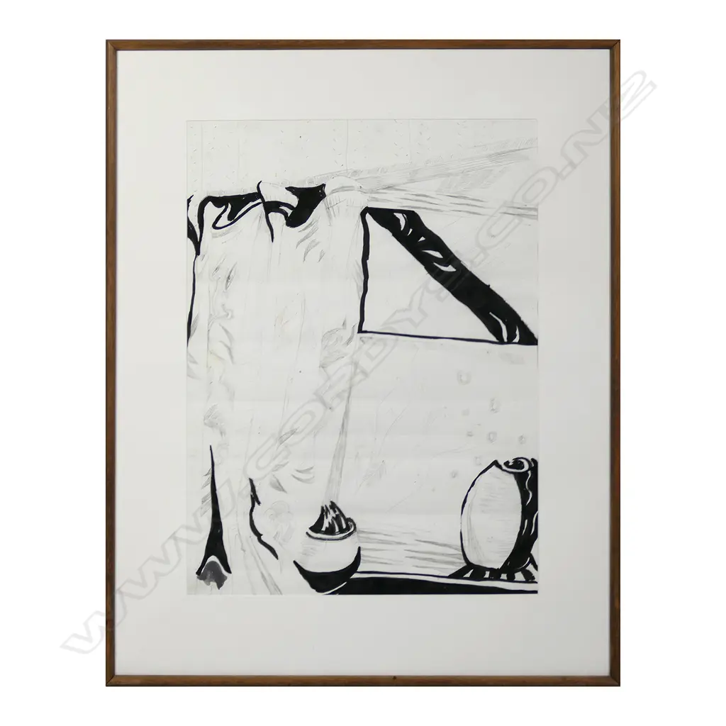 Philip Clairmont (1949-84), Interior with Pot Plants and Curtain, watercolour and graphite on paper, 575 x 435mm. Provenance: with Webb's 2013. Image 1++