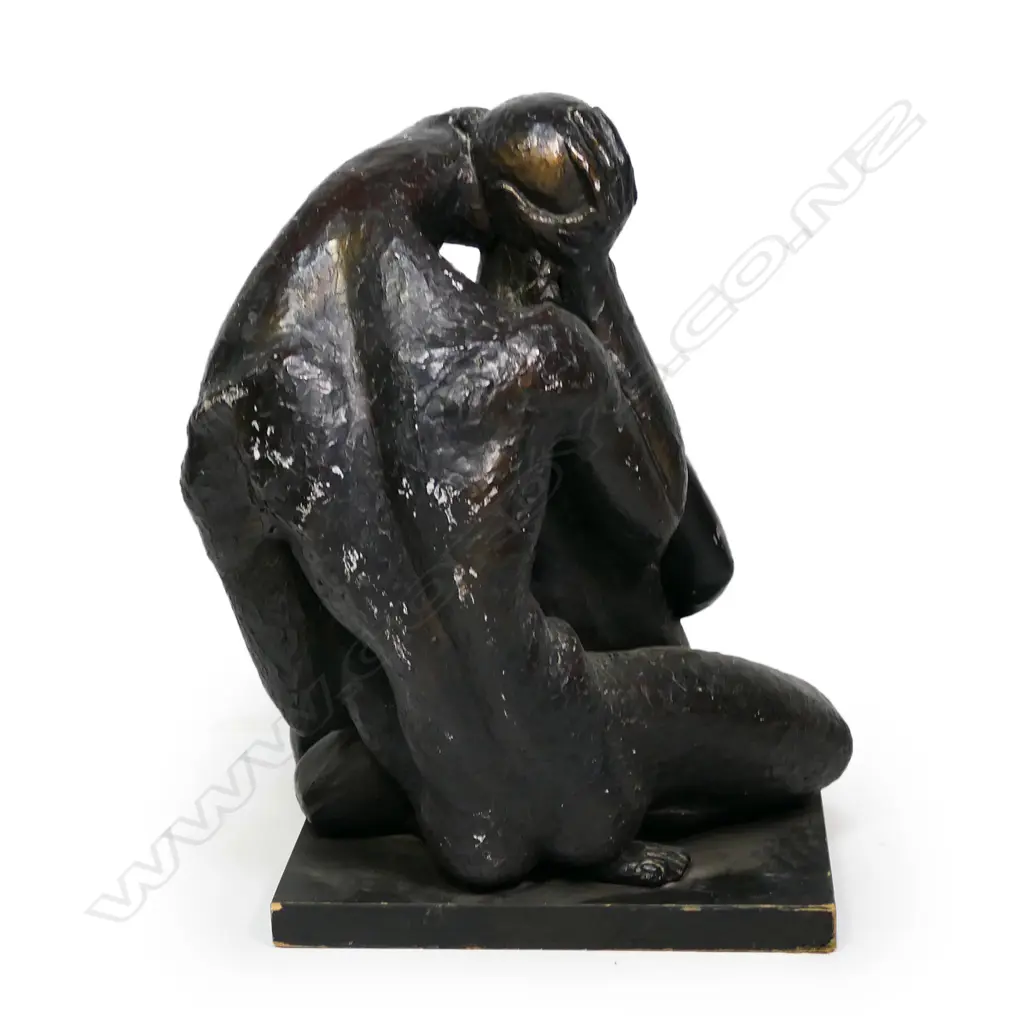 A large composite/plaster sculpture of an embracing couple, the male with textured finish, his companion smooth. H. 740mm. Image 1++