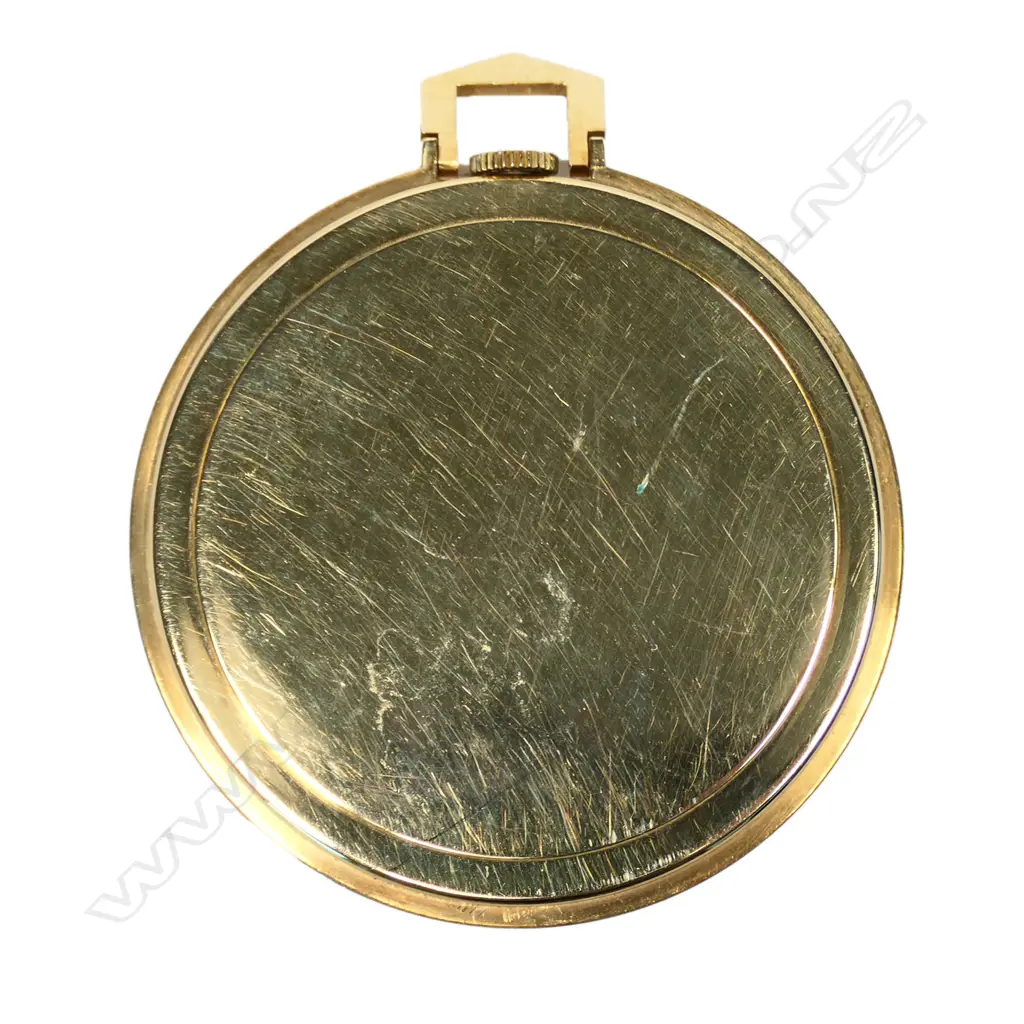 A rare 18ct gold Rolex 'Prince Imperial' open face dress pocket watch, 47mm diameter slim case, silvered face with two dials, the main 20mm dial with baguette diamonds indicating hours, above a subsidiary seconds dial, marked 'Contrôlée Officiellement'; 17 jewel manual wind 'Observatory' movement, runs/stops. Total weight 44gm. Provenance: Private Auckland estate collection. Image 1++