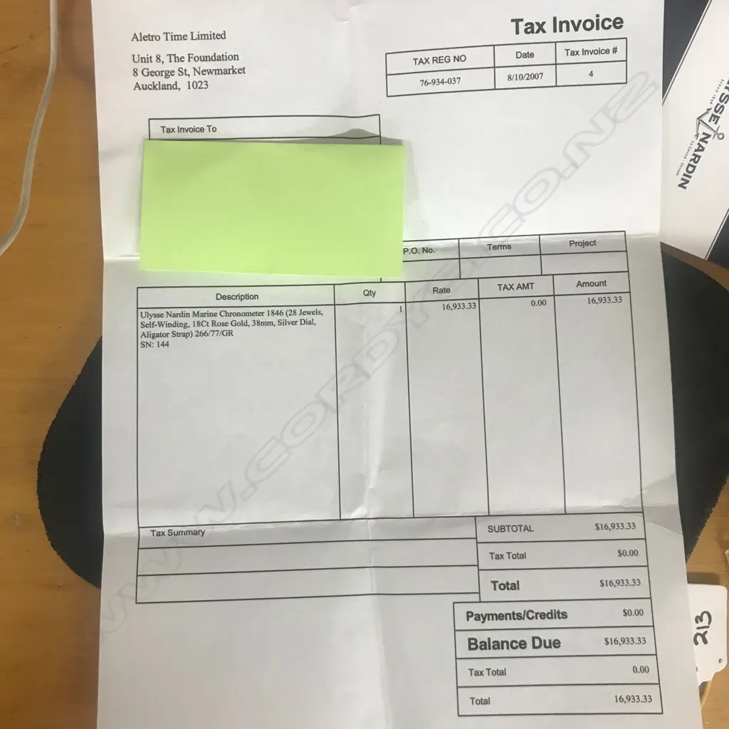 A rare Ulysse Nardin Marine Chronometer wristwatch, ref 266/77/GR, limited edition number 144 of 250 worldwide Image 1++