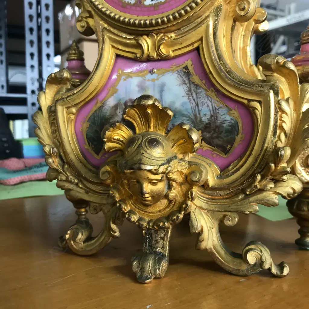 A French Sevres porcelain mounted clock garniture by Philippe H. Mourey Image 1++