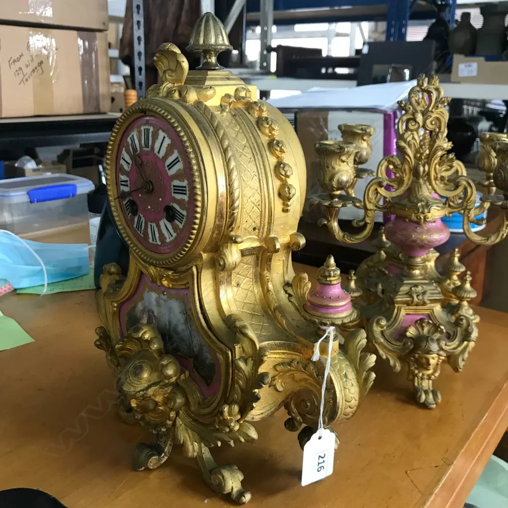 A French Sevres porcelain mounted clock garniture by Philippe H. Mourey Image 1++