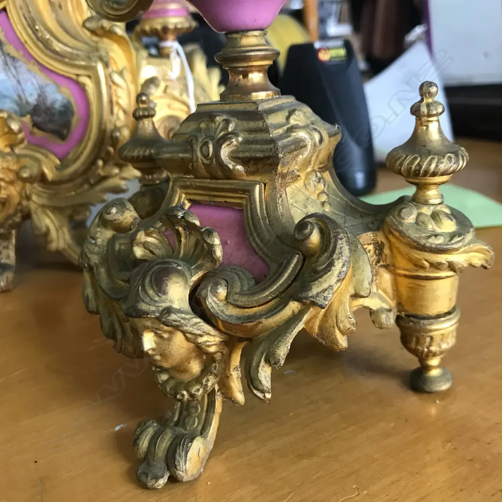 A French Sevres porcelain mounted clock garniture by Philippe H. Mourey Image 1++