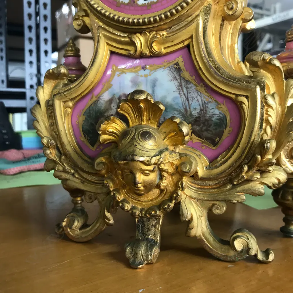 A French Sevres porcelain mounted clock garniture by Philippe H. Mourey Image 1++