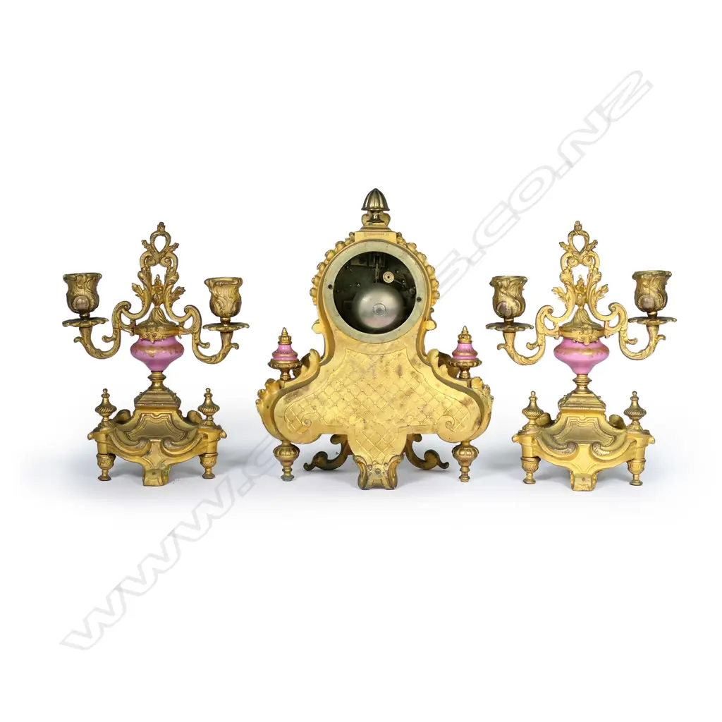 A French Sevres porcelain mounted clock garniture by Philippe H. Mourey Image 1++