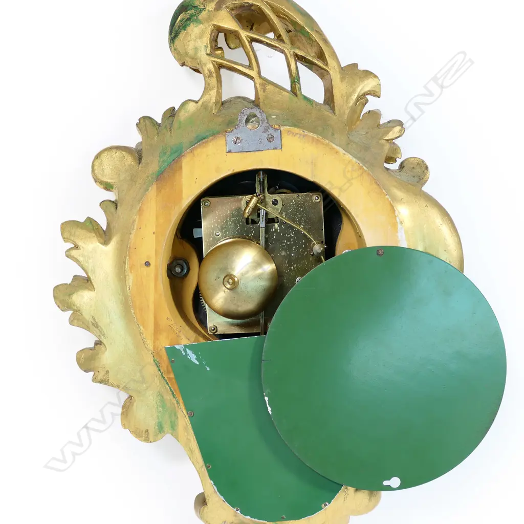 Mid-20thC rococo giltwood framed Swedish cartel clock, by Westerstrand, Image 1++