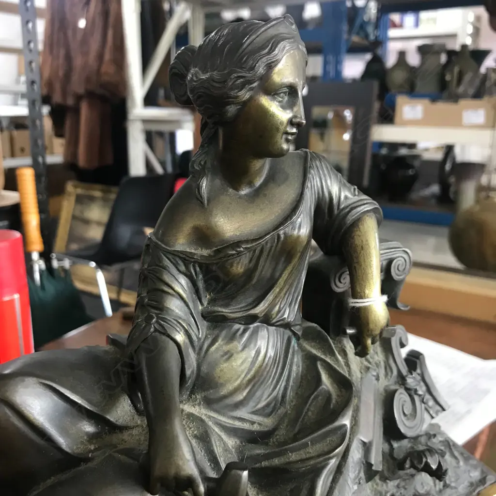 A French 19thC ormolu and bronze mantel clock with Sevres porcelain panels Image 1++