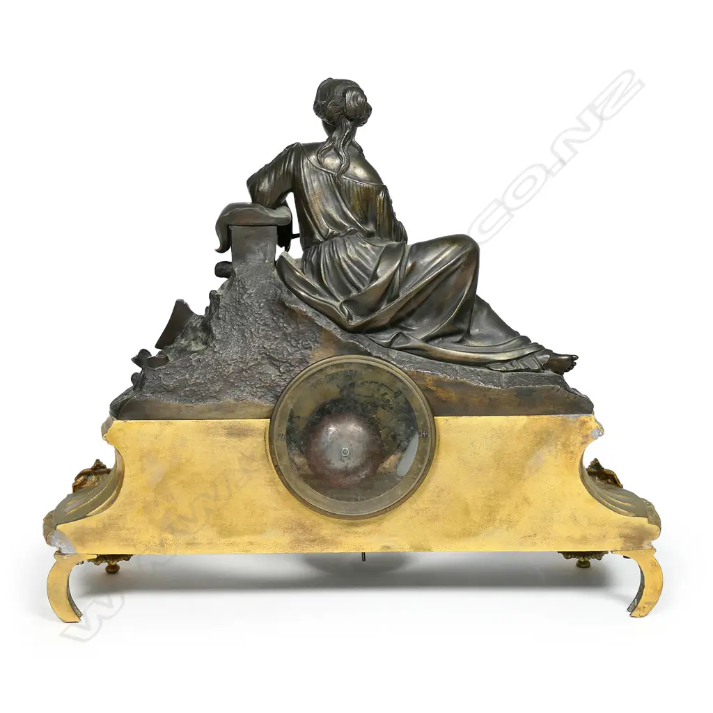 A French 19thC ormolu and bronze mantel clock with Sevres porcelain panels Image 1++