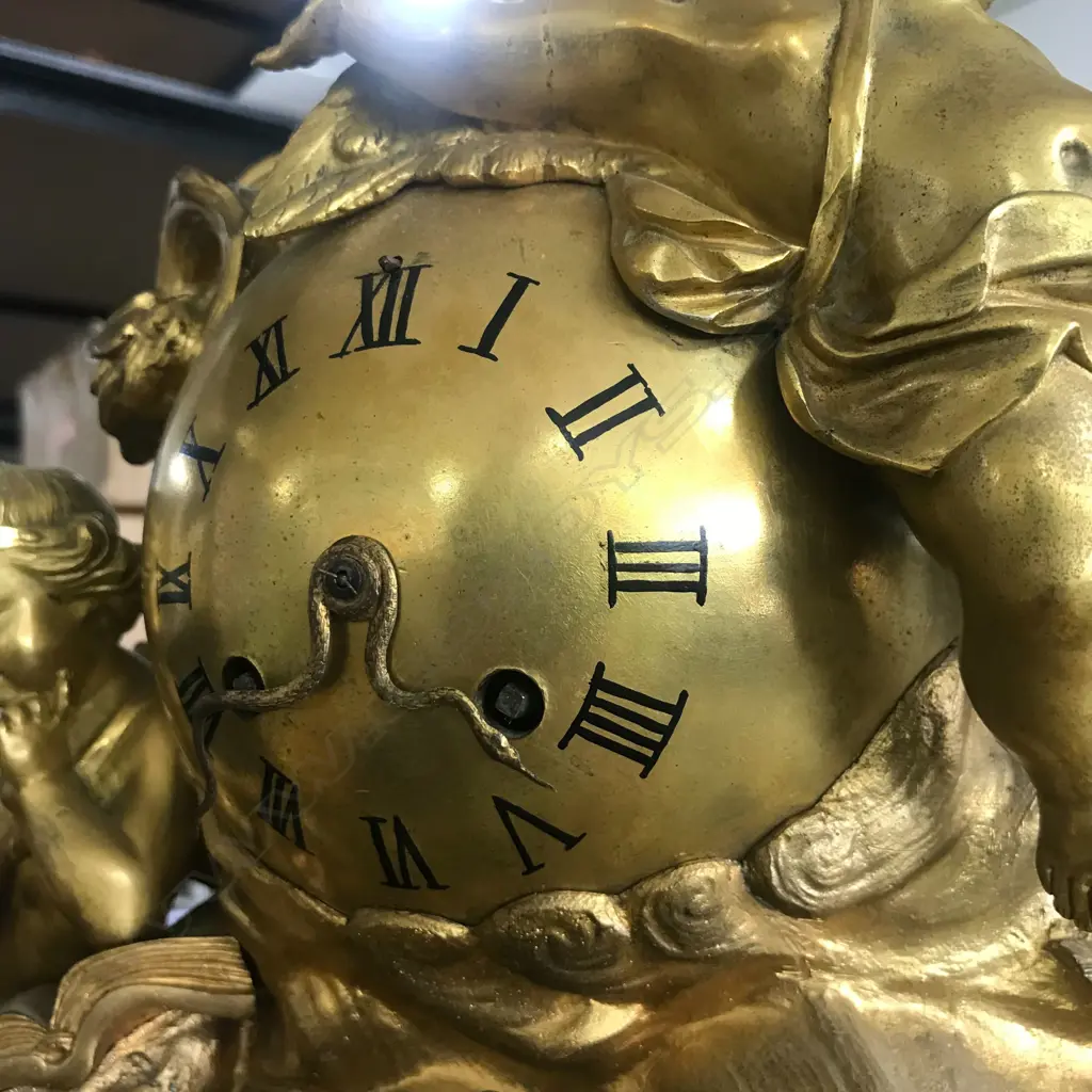 A French 19thC ormolu and white marble mantel clock, the eight-day Image 1++