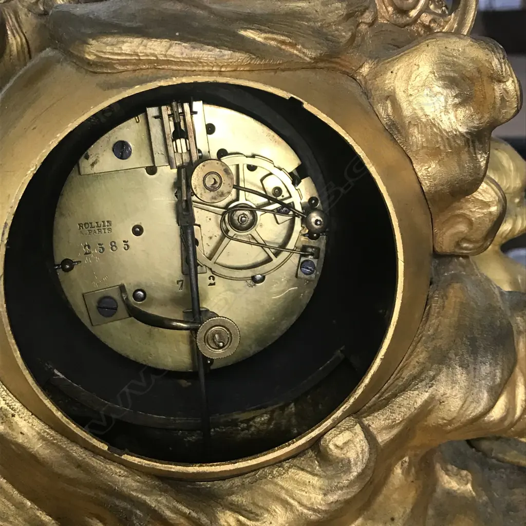 A French 19thC ormolu and white marble mantel clock, the eight-day Image 1++