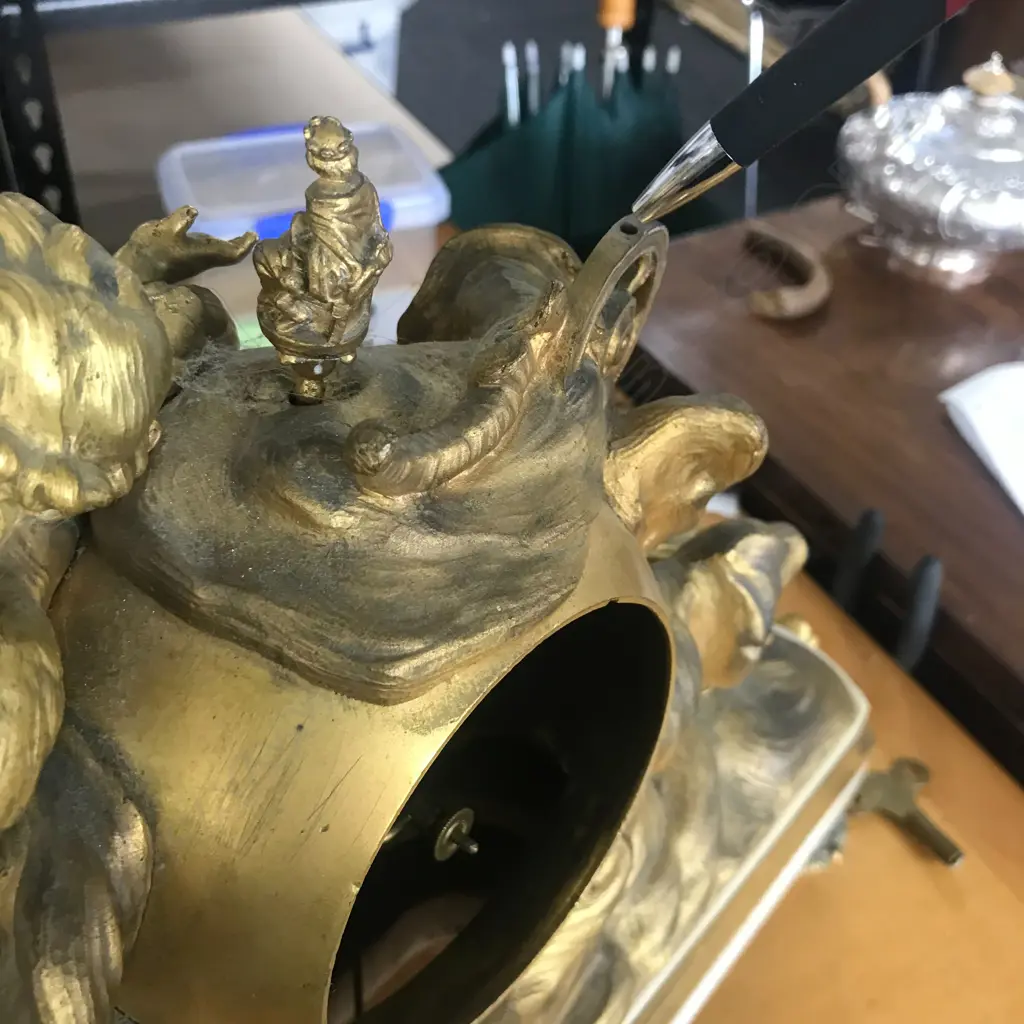 A French 19thC ormolu and white marble mantel clock, the eight-day Image 1++