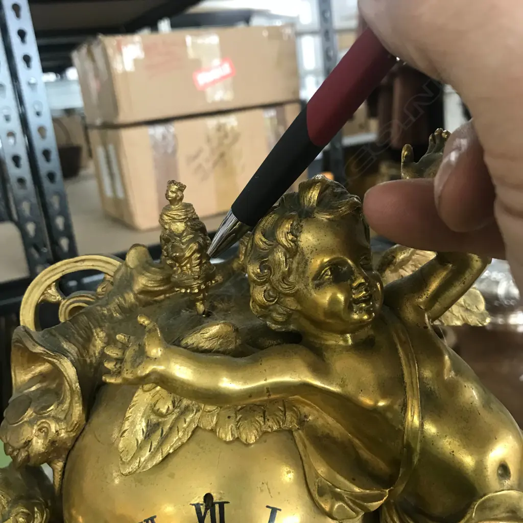 A French 19thC ormolu and white marble mantel clock, the eight-day Image 1++