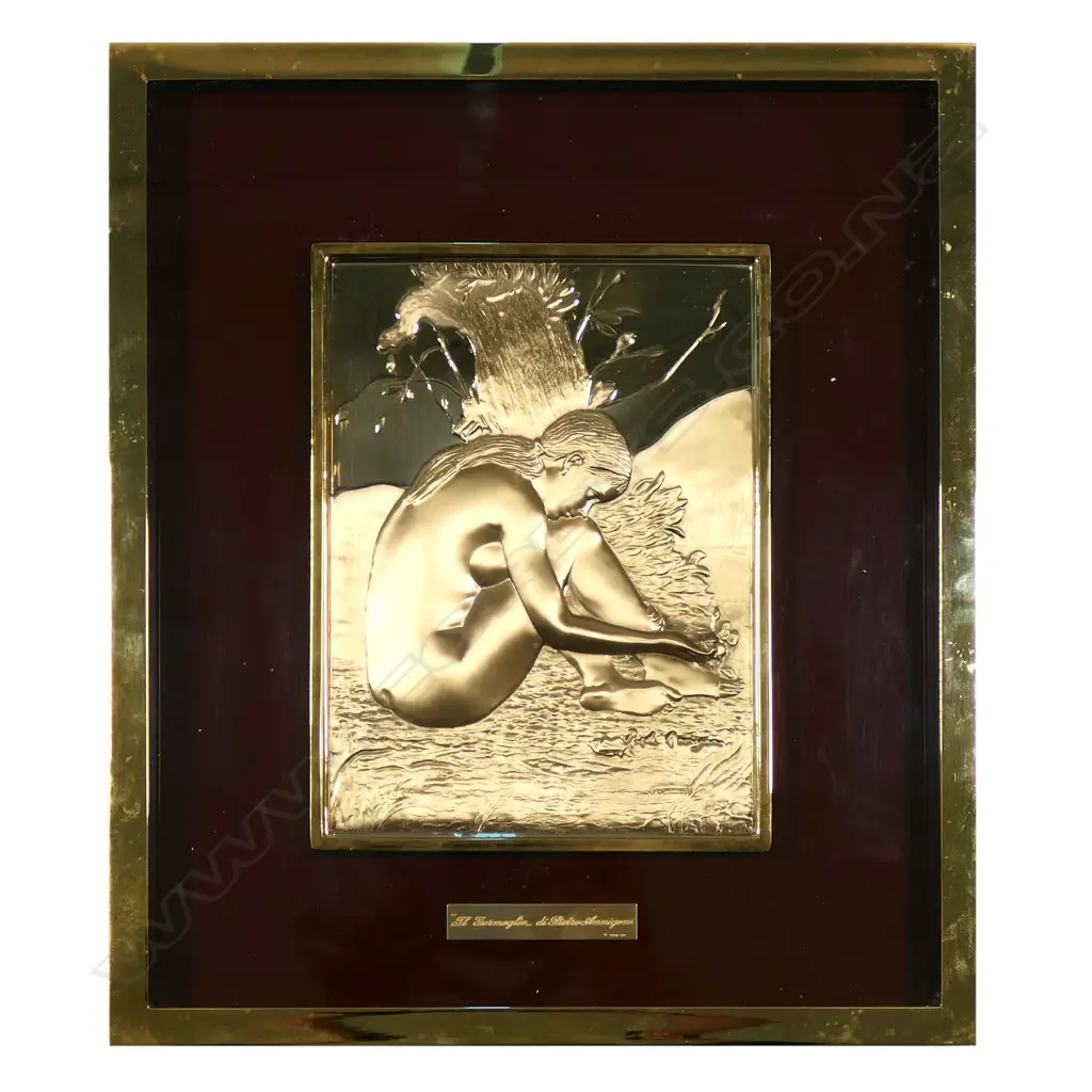 A rare Pietro Annigoni solid 18ct yellow gold plaque, 'The Bud', c.1978 Image 1++