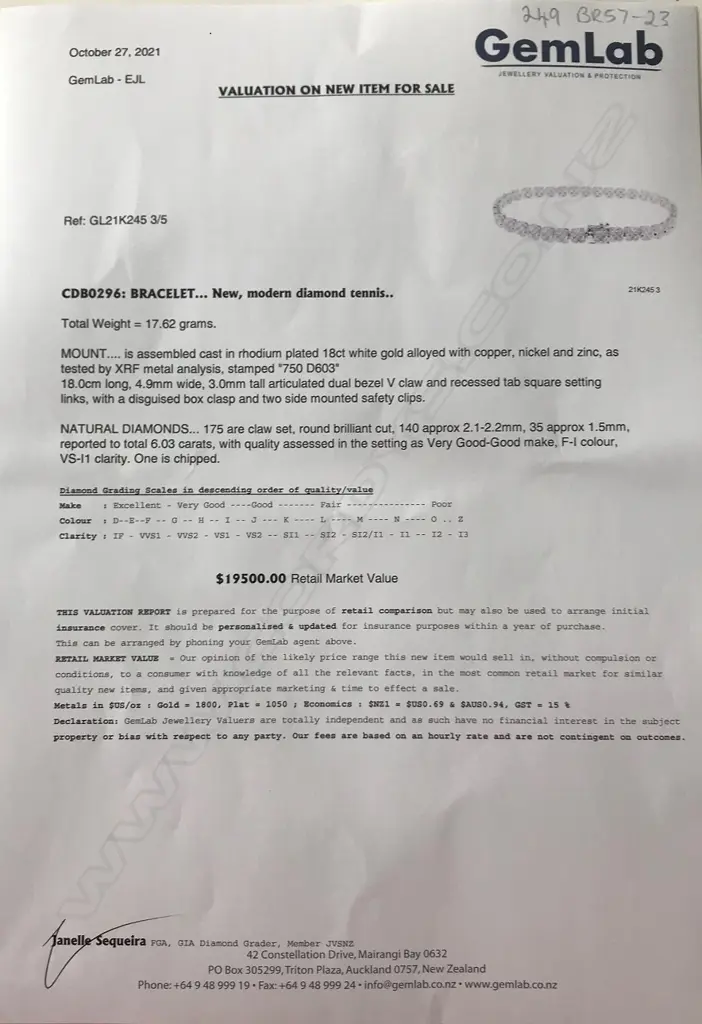 An 18ct white gold and diamond tennis bracelet Image 1++