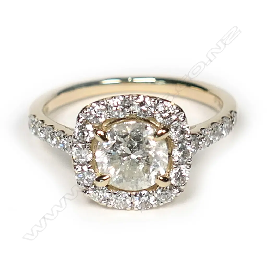 A pair of 18ct rose gold diamond stud earrings Image 1++