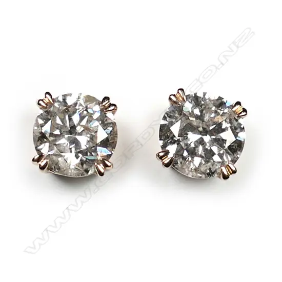 A pair of 18ct rose gold diamond stud earrings