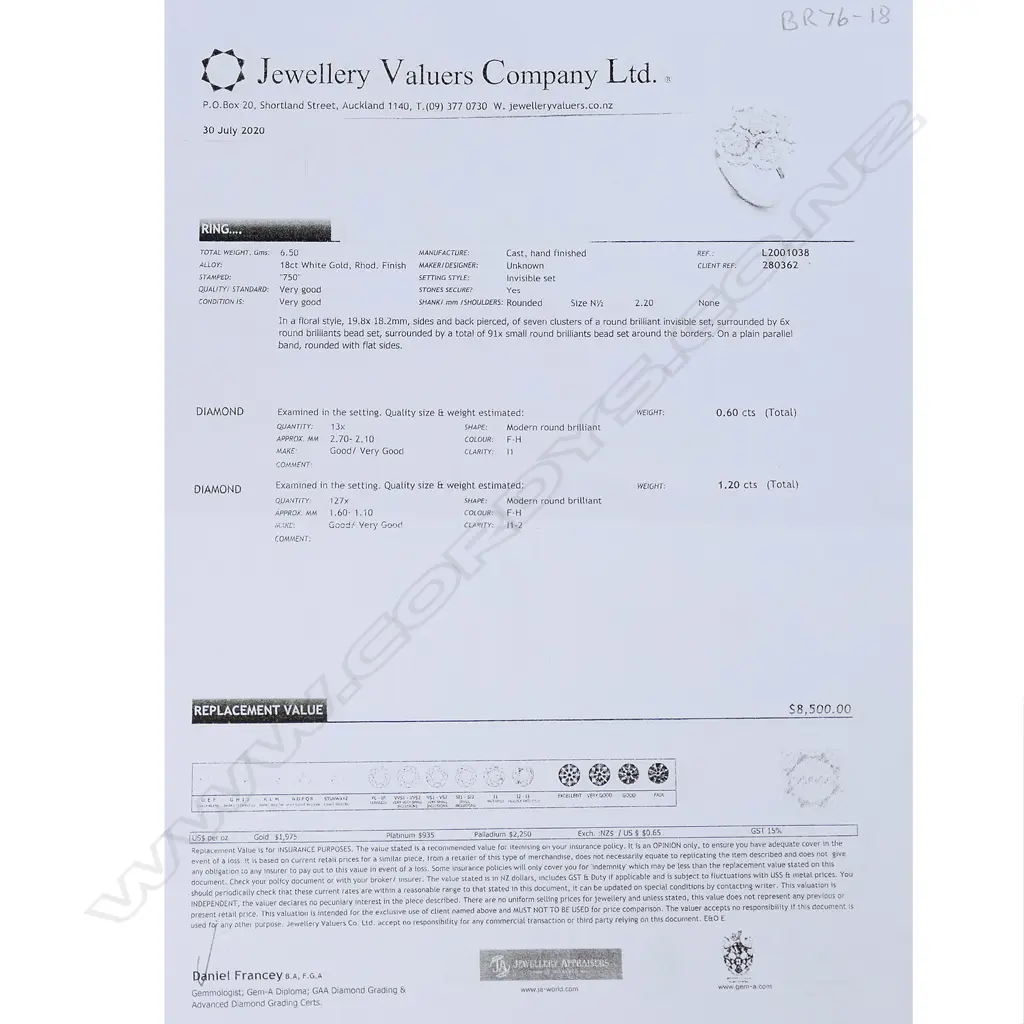 An 18ct white gold and diamond cluster ring, a central cluster of modern round brilliant cut diamonds surrounded by six small clusters of modern round brilliant cut diamonds, set in a decoratively pierced mount, TDW 1.80ct.  Valuation available. Image 1++