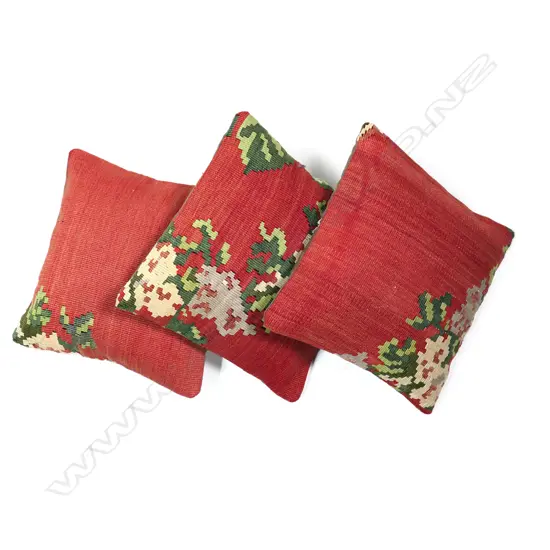 Three filled kilim cushions, with zip off covers.