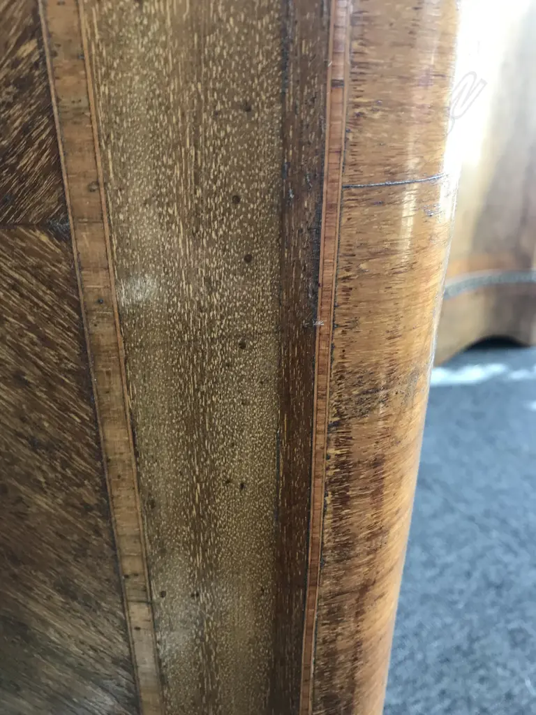 A French marble top three drawer commode, variegated marble top with ormolu embellishments, raised on chamfered tapering legs.  800 x 410 x 860mm. Image 1++