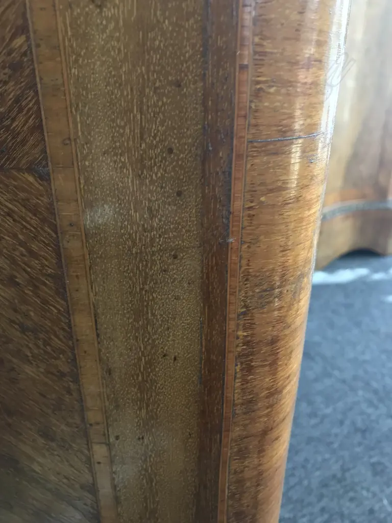 A French marble top three drawer commode, variegated marble top with ormolu embellishments, raised on chamfered tapering legs.  800 x 410 x 860mm. Image 1++