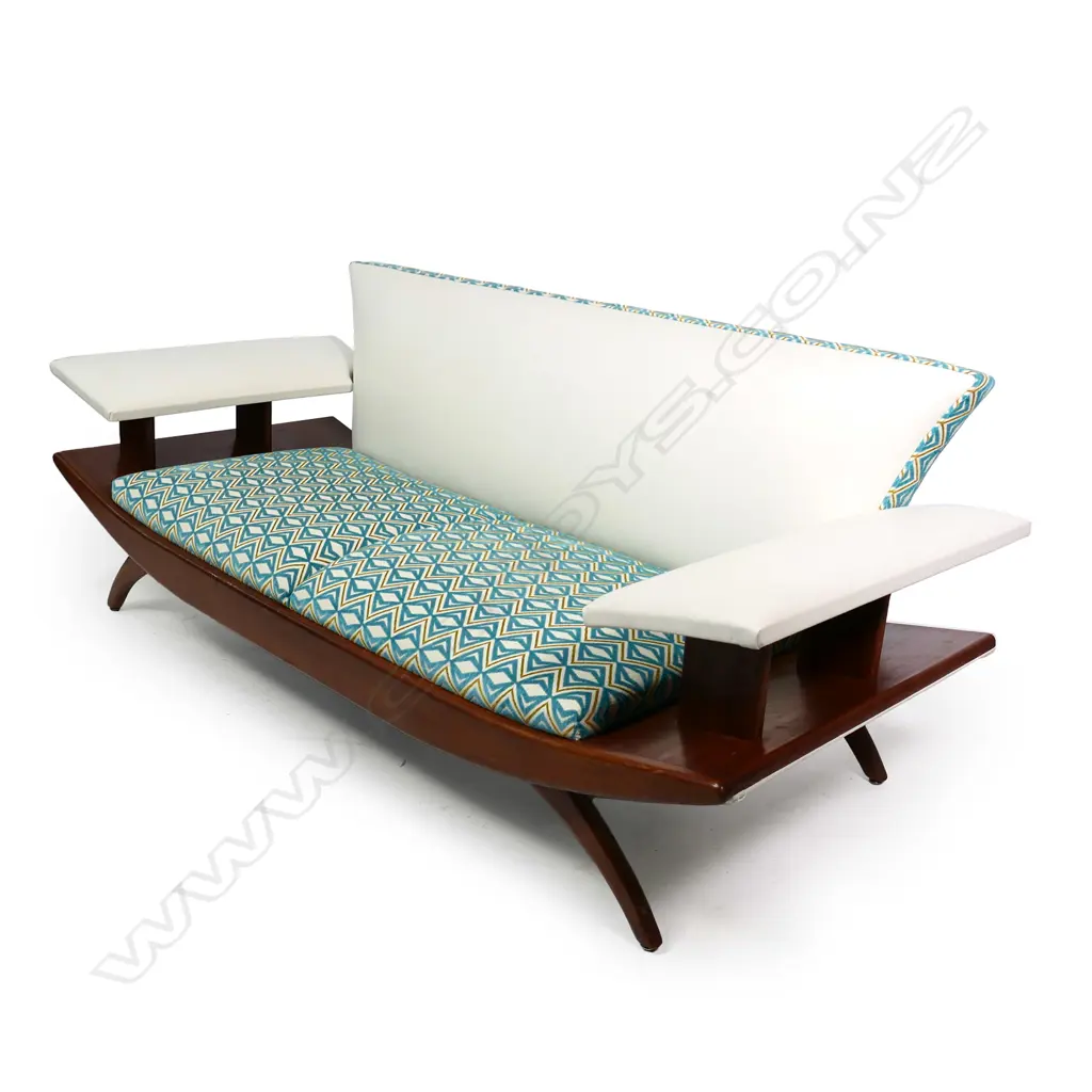 A 1955 McKenzie & Willis (Christchurch, NZ) three-piece 'banana' lounge suite Image 1++